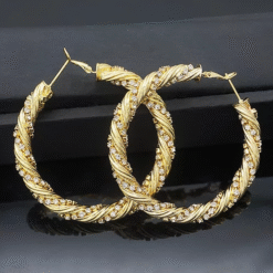 Twisted Hoop Stone Earrings