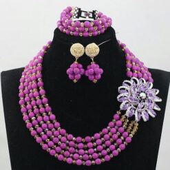 5 -Rows Pearl Set With Brooch (3Pcs)