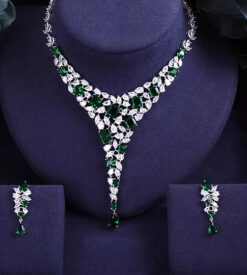 Green Crystal Cubic Zirconia Set (2Pcs)