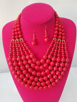Chunky Red Bead Statement Set