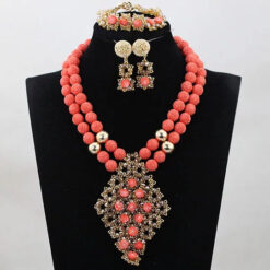 Beaded Diamond Pendant Set (3Pcs)