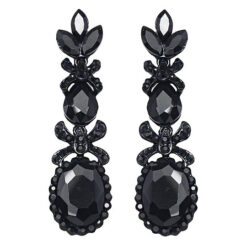 Long Black Crystal Earrings