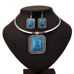 LNL059 - Square Pendant Choker Set (2Pcs)