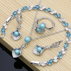 Blue Pearls Horn Style Set (4Pcs)