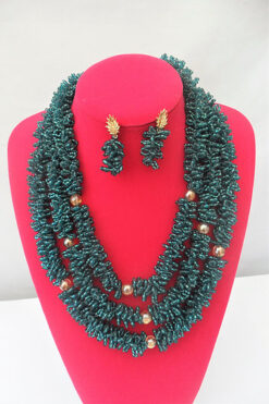 Teal coloured African Bead Set (2Pcs)