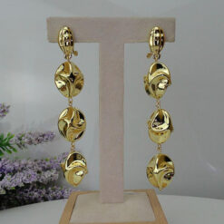 24K Gold Plated 3-Tier Drop Earrings