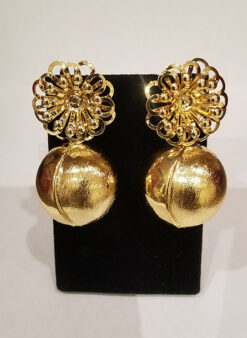 Floral And Ball Drop Earrings