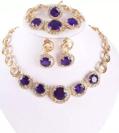 Blue Crystal Tennis Chain Set (4Pcs)
