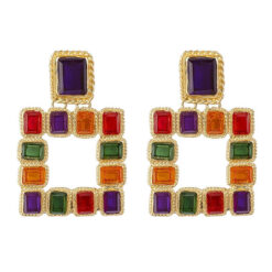 Multi-coloured Square Earrings