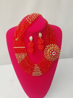8-Rows Beaded set with Brooch (3Pcs)