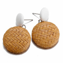 Round Straw Earrings