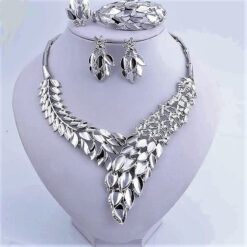 Glitter Leaf Silver Set (4Pcs)