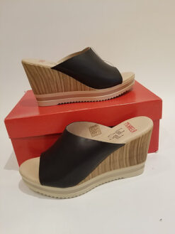 Mikaela Wedge Heel Leather Mules