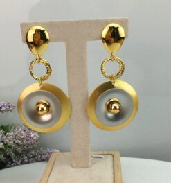 24KGP Dangly Circle Earrings