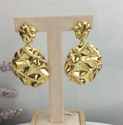 24KGP Round Textured Earrings