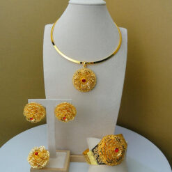 Round Flowery Choker Set (4Pcs)