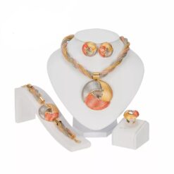 3-Tone Round Pendant Set (4Pcs)