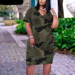 V-Neck Casual Print Dress