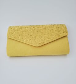 Ladies Yellow Diamante Clutch