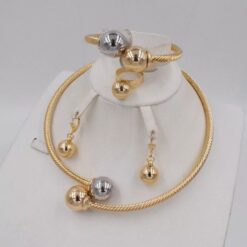 3- Tone Round Choker Set (4Pcs)