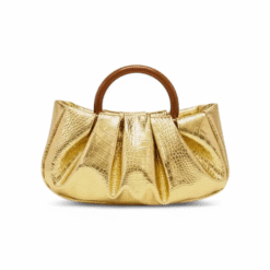 Gold Pleated Top Handle Bag