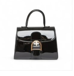 Black Patent Top Handle Bag